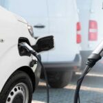 Electric vehicle connected to a charging station