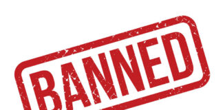 Red stamped text reading banned diagonally across image