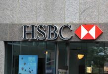 HSBC bank logo displayed on a building facade