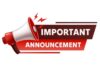 A megaphone with the text 'IMPORTANT ANNOUNCEMENT'
